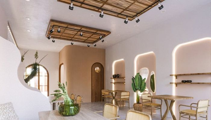 Top Giải Pháp Cải Tạo Quán Cafe Nhỏ Tiết Kiệm Chi Phí 2025 2 Sơn tường với tông sáng như trắng, be hoặc pastel giúp không gian nhỏ trở nên rộng rãi