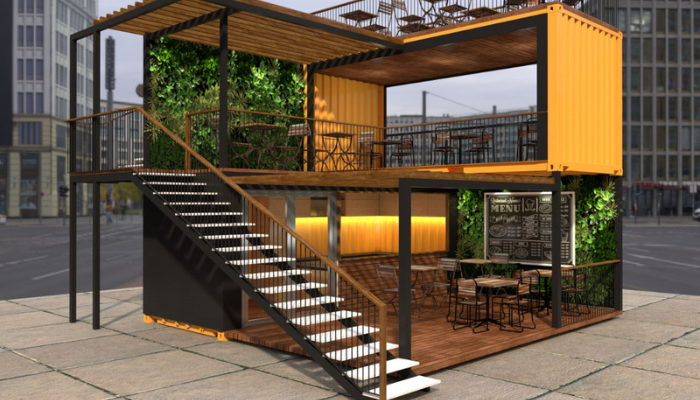 Thi công quán cà phê container đơn giản